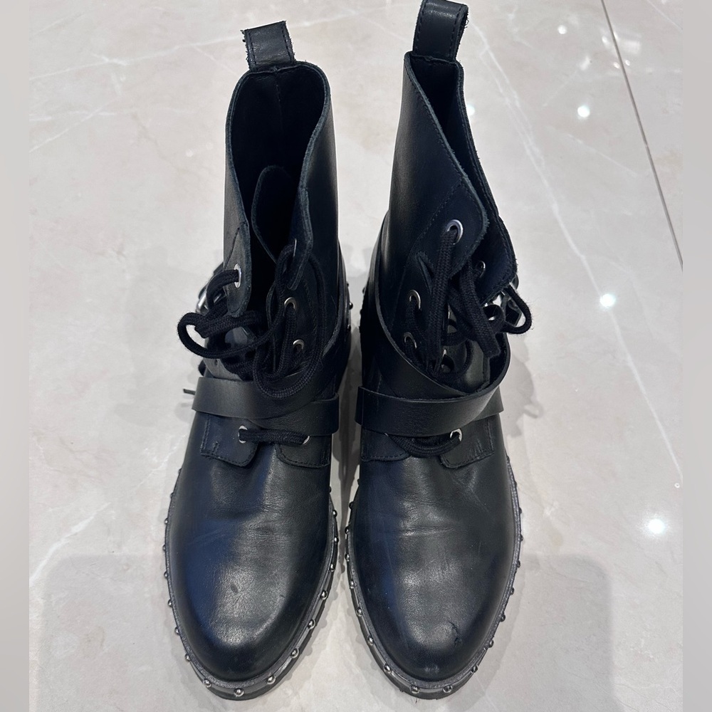All Saints Black Lace Up Boots